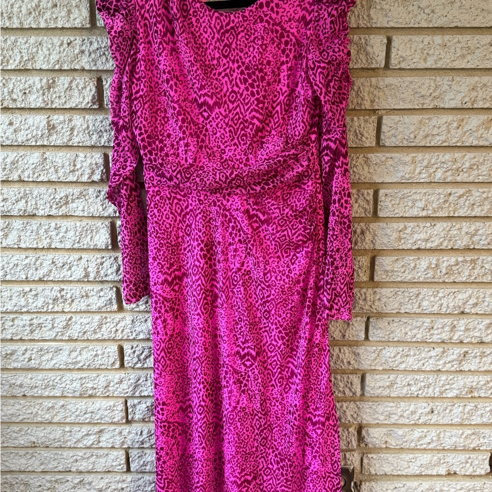 Lilly Pulitzer Vibrant Pink Patterned Long Sleeve Dress